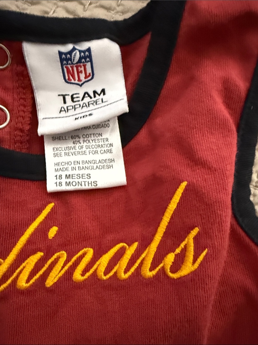 Red Sleeveless Girls Dress with Team Logo CARDINALS - 12-18m - Picture 3 of 5
